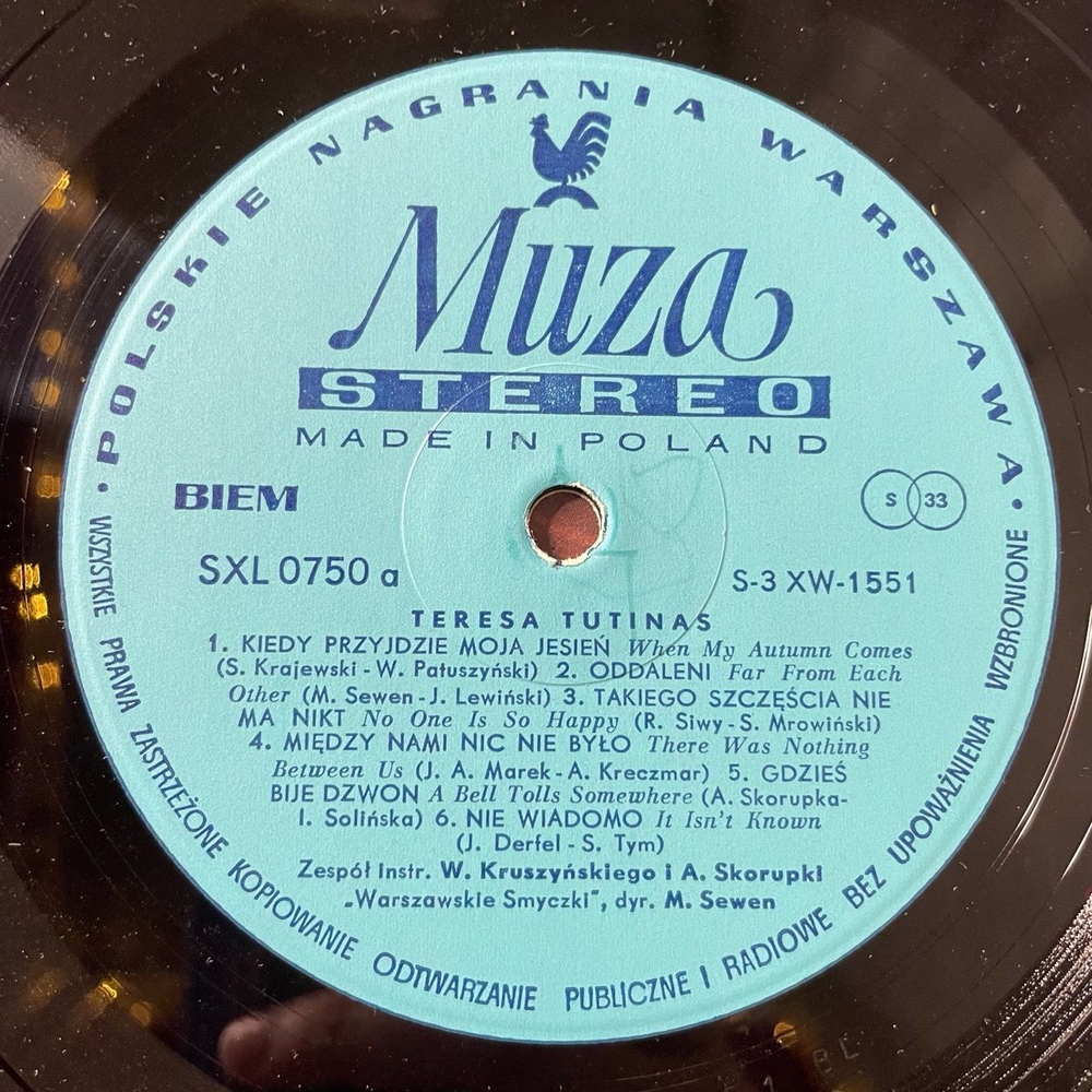 Винтажная виниловая пластинка LP Teresa Tutinas Gorzko Mi (Польша 1971)