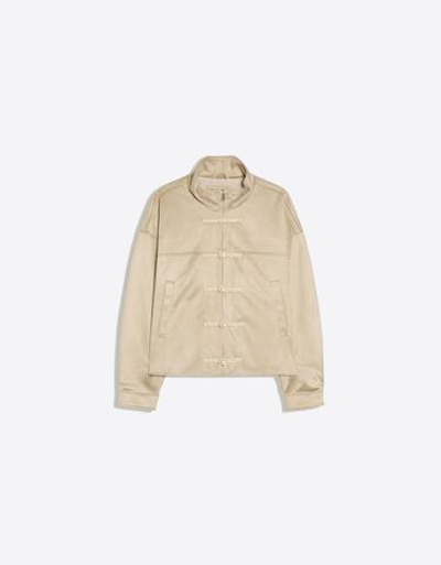 Мужская куртка из искусственной замши с декоративными застёжками - BERSHKA