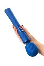 Синий вибромассажер Vim Vibrating Wand - 31,3 см. (Цвет: синий)