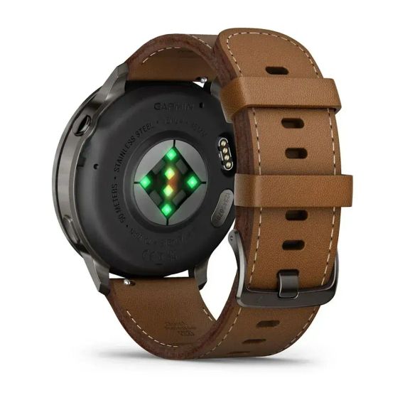 Garmin Venu 4 45 мм сланцевые смарт-часы с черным силиконовым ремешком и дополнительным коричневым кожаным ремешком