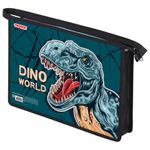Папка для тетрадей ПИФАГОР А4, 1 отделение, картон/пластик, на молнии, "Dino world", 272131
