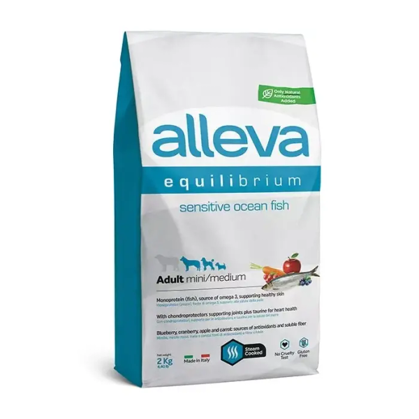 Сухой корм Alleva Equilibrium Sensitive Ocean Fish Adult Mini/Medium для взрослых собак мелких и средних пород с рыбой