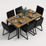 Обеденная группа Ideal Patio ТЕЛЛА ГИРА  каркас карбон, стол тик 180, ткань черная