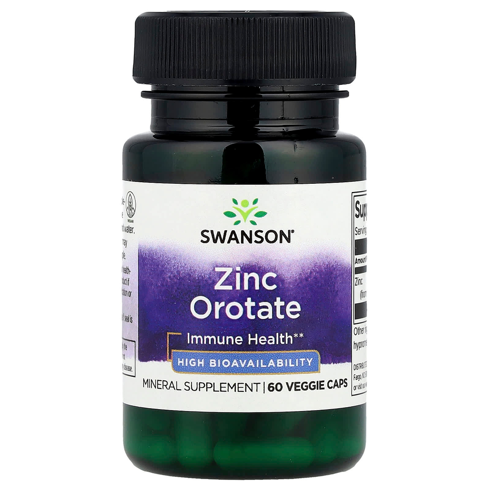 Swanson Vitamins, Оротат цинка, 60 вегетарианских капсул (10 мг в 1 капсуле)