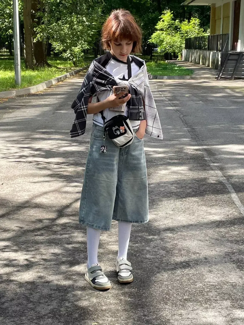 Шорты джинсовые длинные бермуды багги
