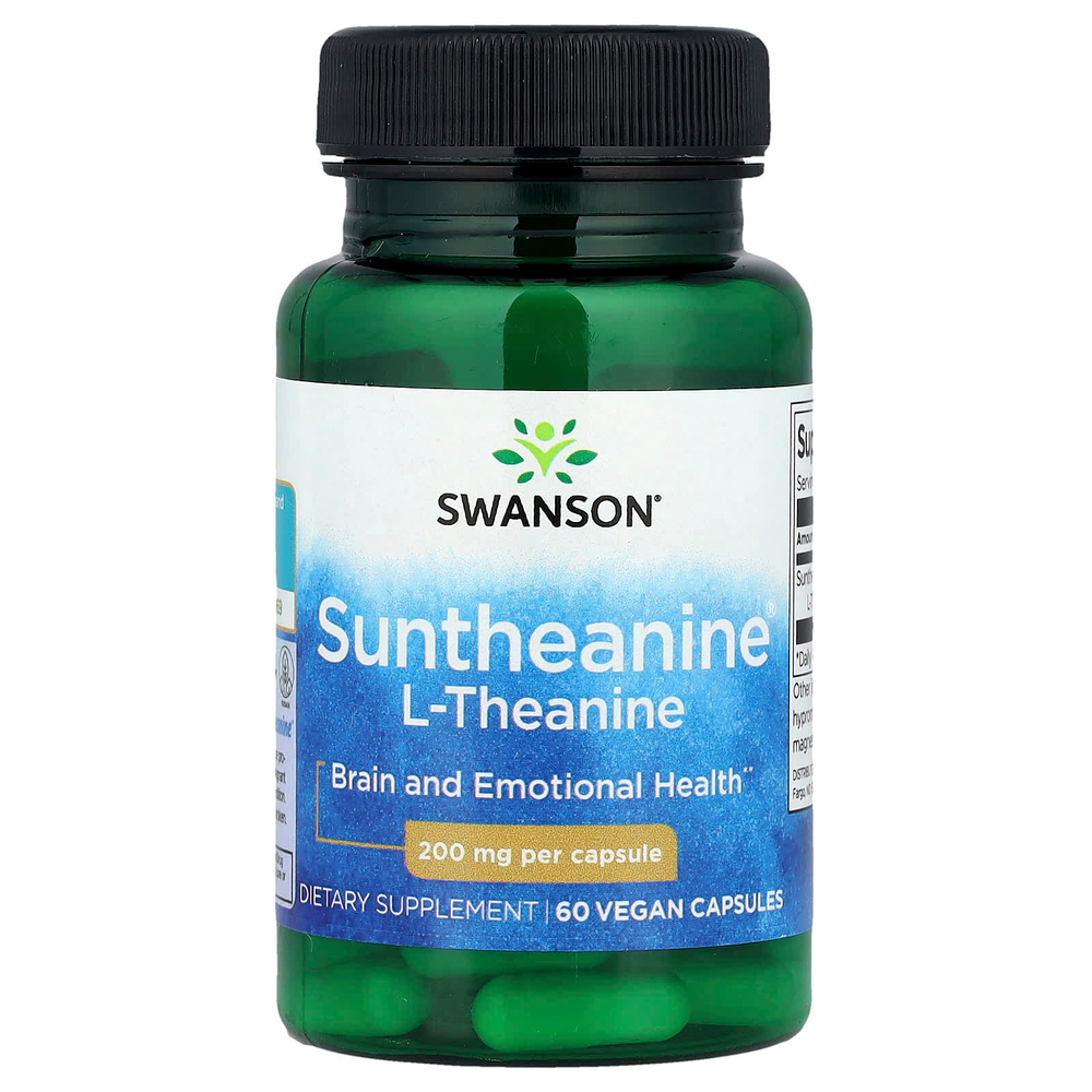 Swanson Vitamins, Suntheanine® L-теанин, 200 мг, 60 веганских капсул