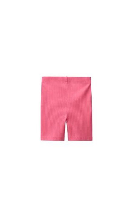 ZARA ВЕЛОСИПЕДКИ В РУБЧИК С РЕЛЬЕФНОЙ НАДПИСЬЮ, КОРАЛЛОВЫЙ