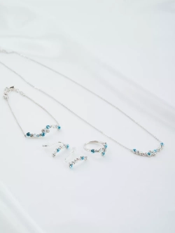 Кольцо Млечный путь с голубыми кристаллами Swarovski