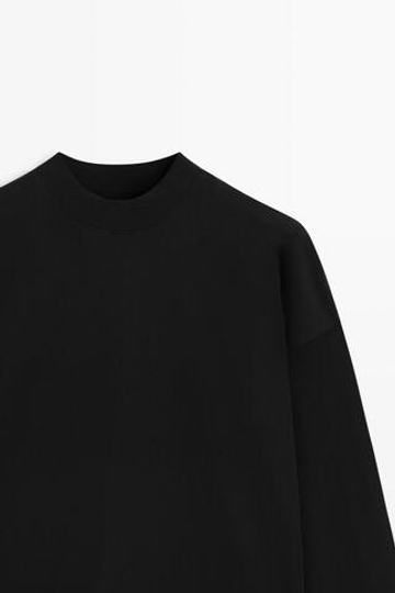 Massimo Dutti Футболка с круглым вырезом и длинными рукавами, черный