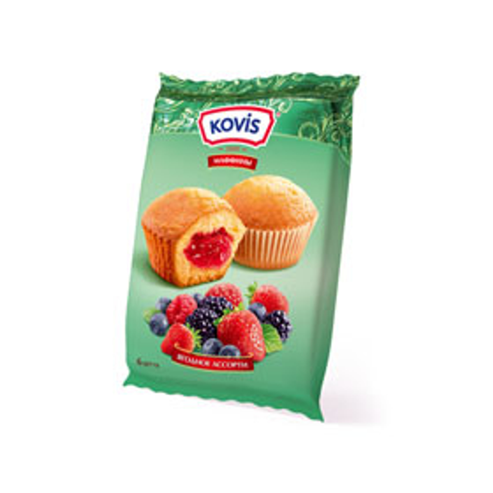 Мини-маффины Kovis ягодное ассорти 200г (12шт)