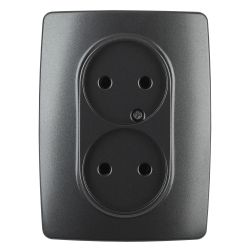 Розетка ЭРА Серия 12 12-2107-05 двойная без заземления 2X2P 16A-250В IP20 антрацит | Эра 12