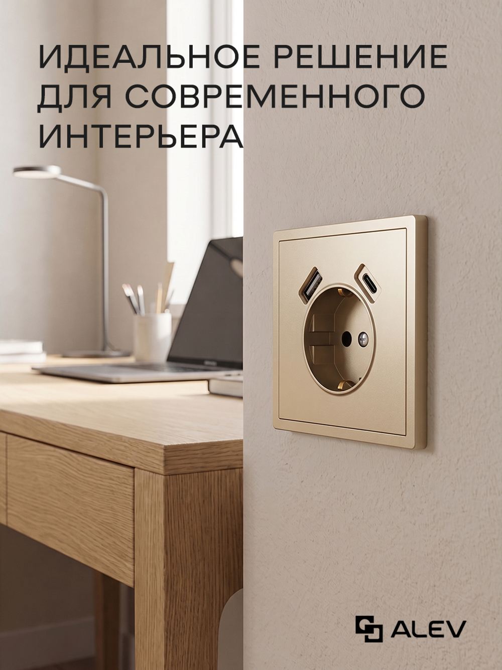 Розетка одинарная внутренняя Оптима с USB и type C