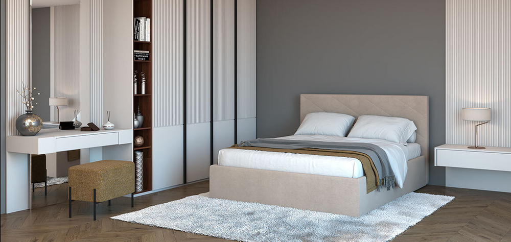 Кровать Аликанте (24) (с.м.180*200 (ТКФ), ЦП 350 Lounge 13, ВариантКроя1