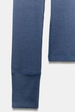 ZARA ФУТБОЛКА В РУБЧИК С ДЛИННЫМИ РУКАВАМИ, СИНИЙ/ИНДИГО