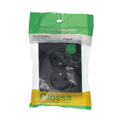 GLOSSA РОЗЕТКА двойная без заземления, 16А, в сборе, АНТРАЦИТ