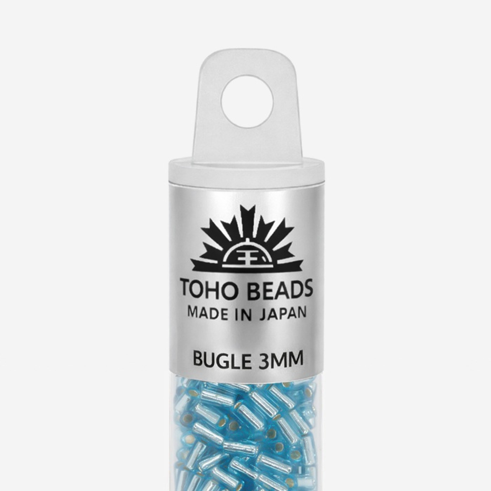 Японский бисер TOHO Bugle (стеклярус) 3mm (№23), с внутренним серебрением, прозрачный