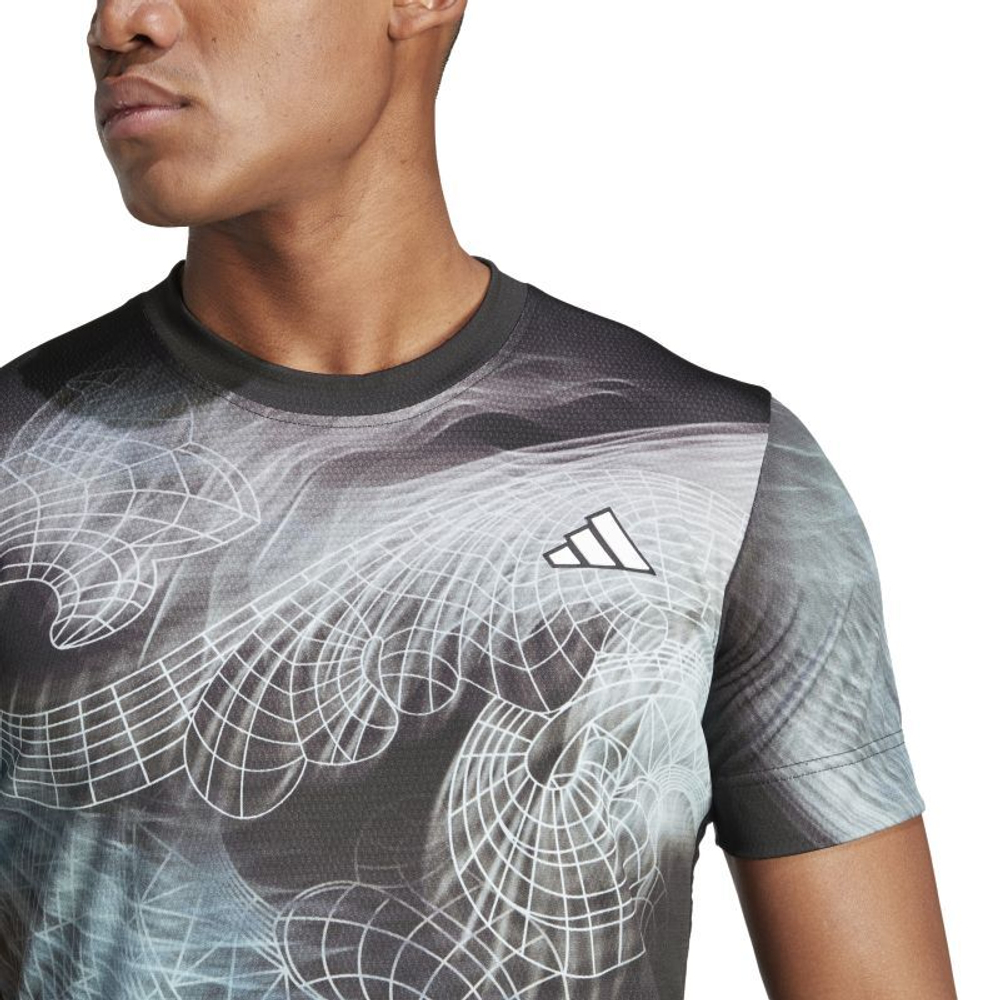 Мужская теннисная футболка Adidas Printed T-Shirt Pro - black/green