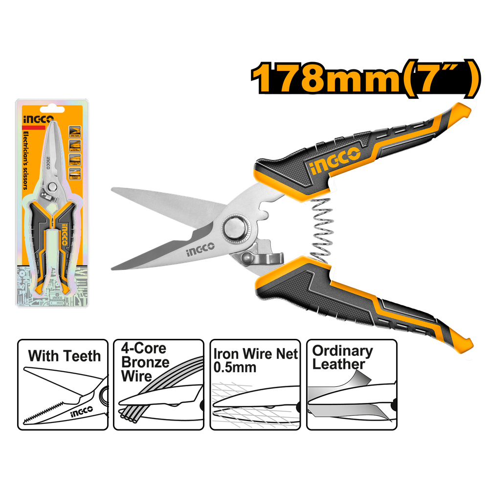 Универсальные ножницы INGCO HES0187 178 мм