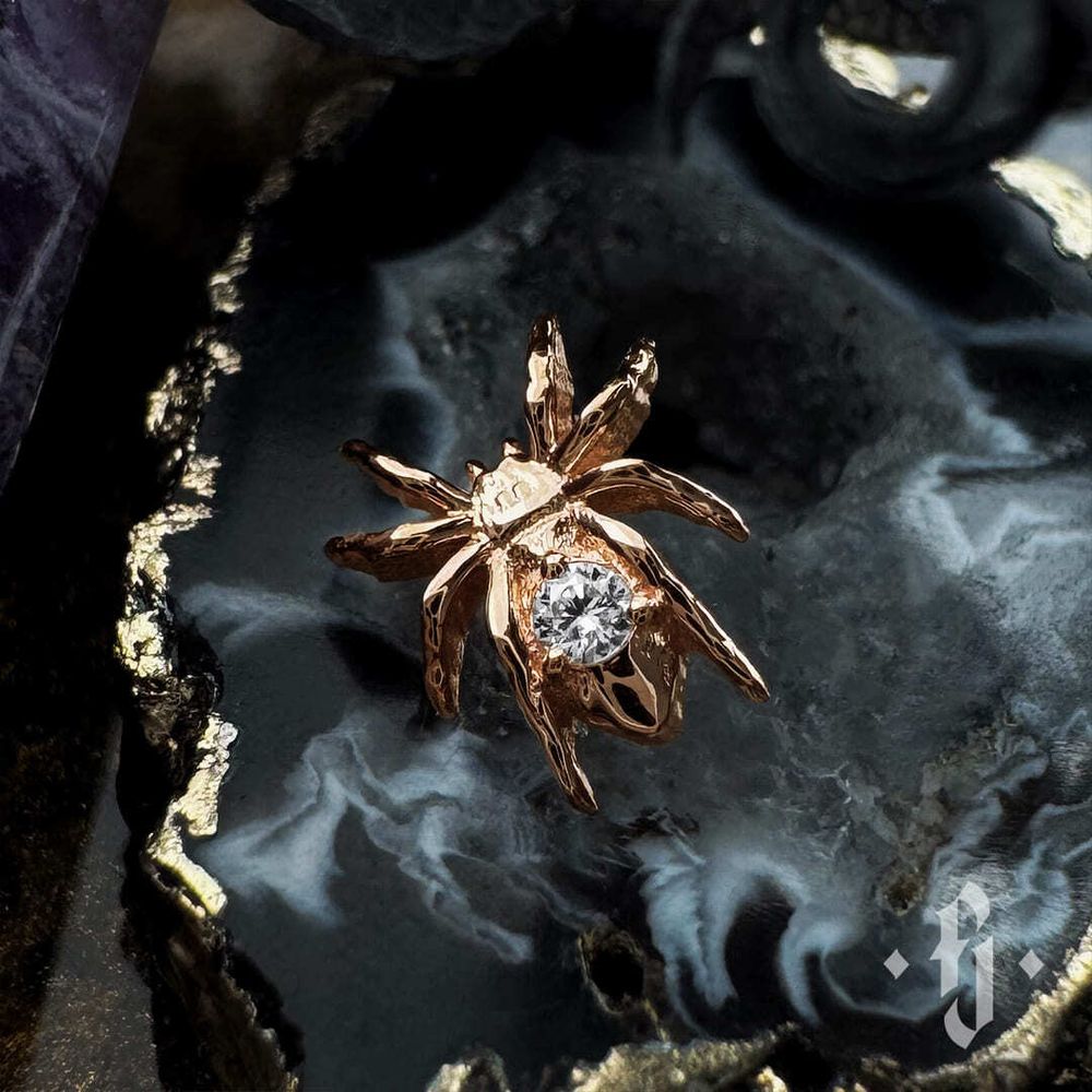 Накрутка "Spider v.2" - Розовое золото - White CZ