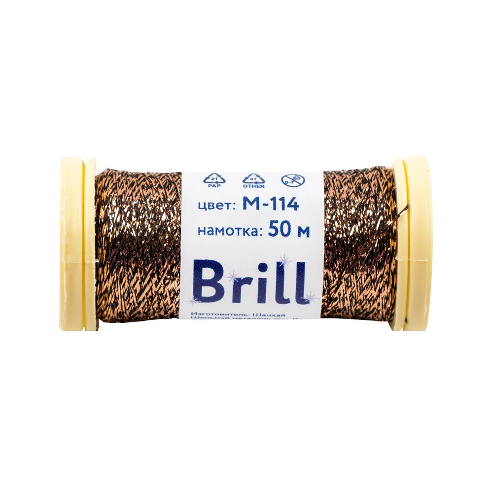 Мулине Gamma металлик M 5 мотков по 50 метров, M-114 черный/под золото, Gamma BRILL