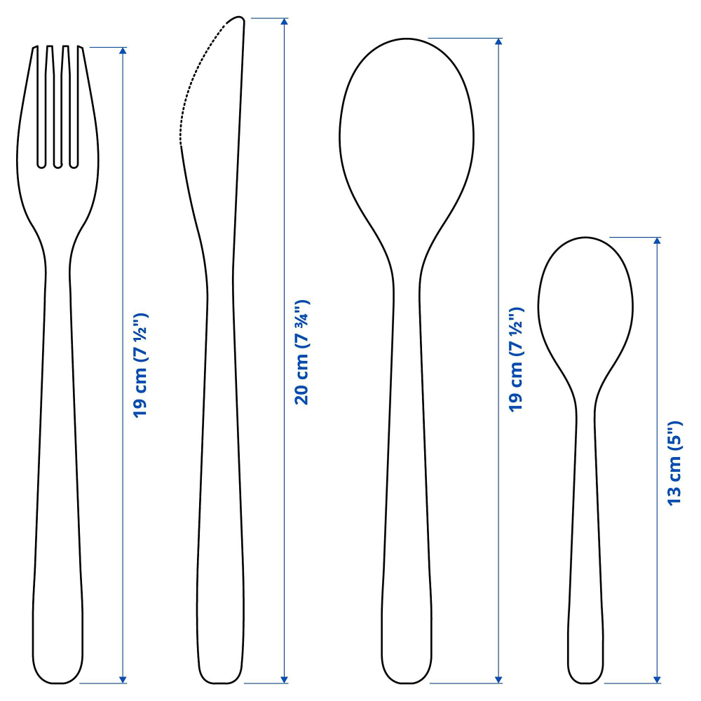 Набор столовых приборов на 4 персоны IKEA MOPSIG, Нержавеющая сталь, 16 шт
