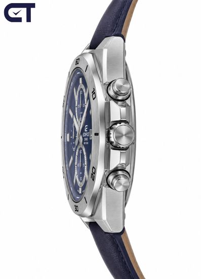 CASIO EFV-640L-2AVUDF EDIFICE мужские наручные часы — хронограф на кожаном ремешке с синим циферблатом