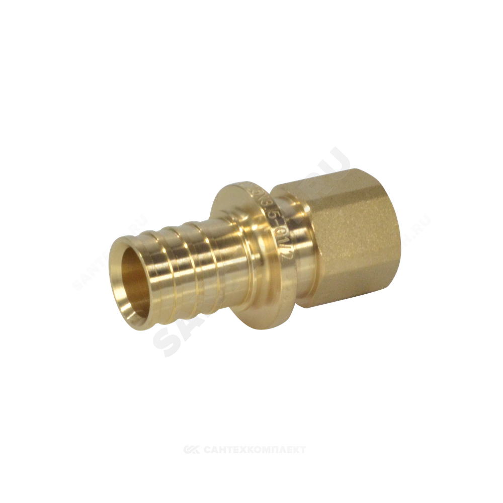 Муфта для PE-X труб аксиальная латунь Дн 16х1/2" ВР РОС