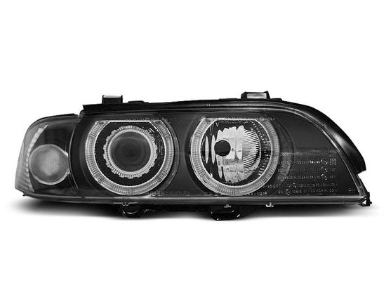 Передние фары Bmw 5 E39 angel eyes D2S/H7 black