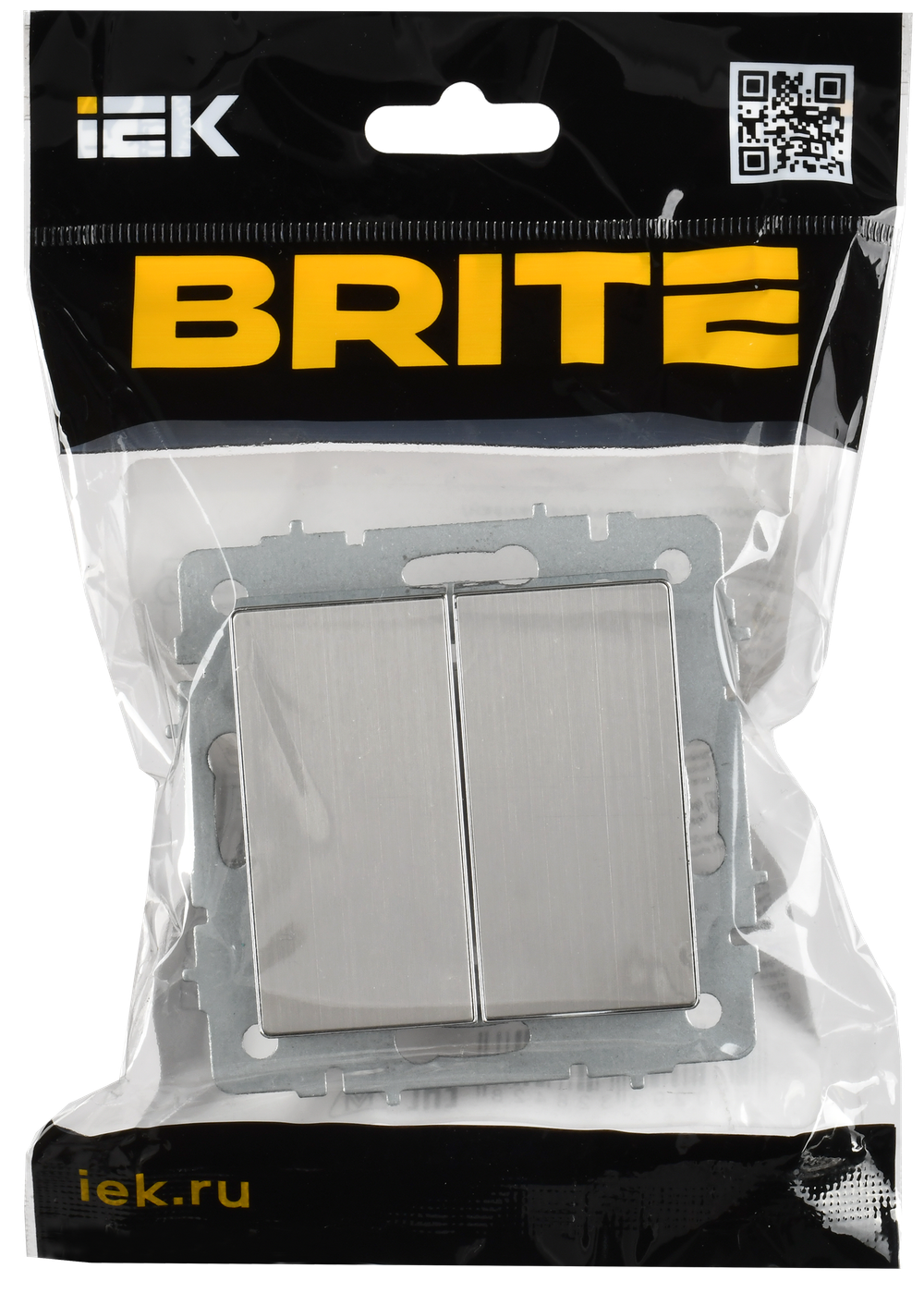 BRITE Выключатель 2-клавишный перекрестный 10А ВС10-2-3-БрГН металл хром/никель IEK