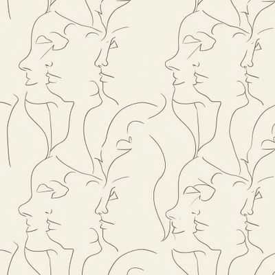 Линейный рисунок лиц, абстракция