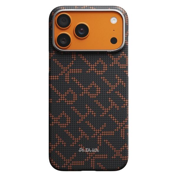 Чехол Pitaka Edge Case для iPhone 17 Pro, Чёрно-оранжевый монограм | Monogram Black/Orange