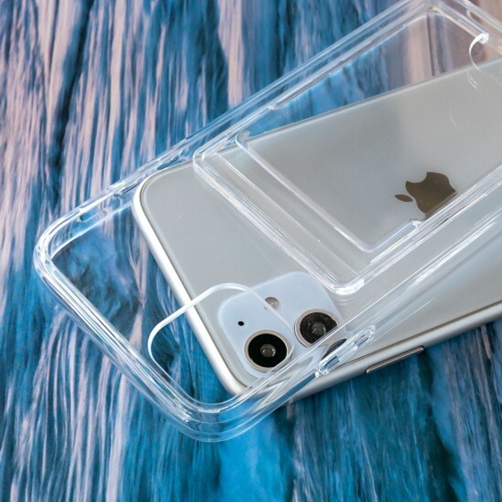Чехол с карманом для кна iPhone 12 прозрачный противоударный, оргстекло 013019-1 CM