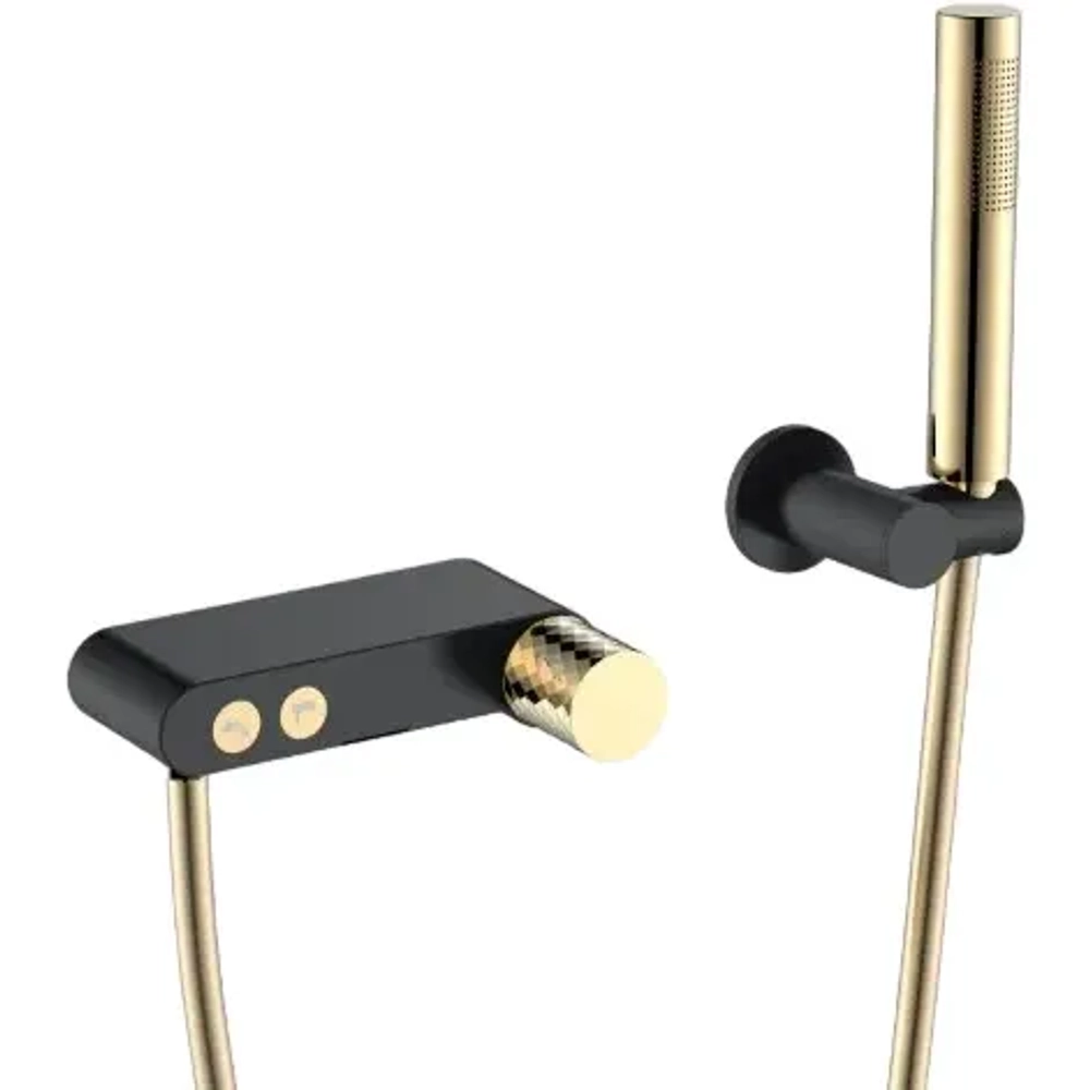 Смеситель для ванны с душем Boheme Stick 123-BG black diamond gold