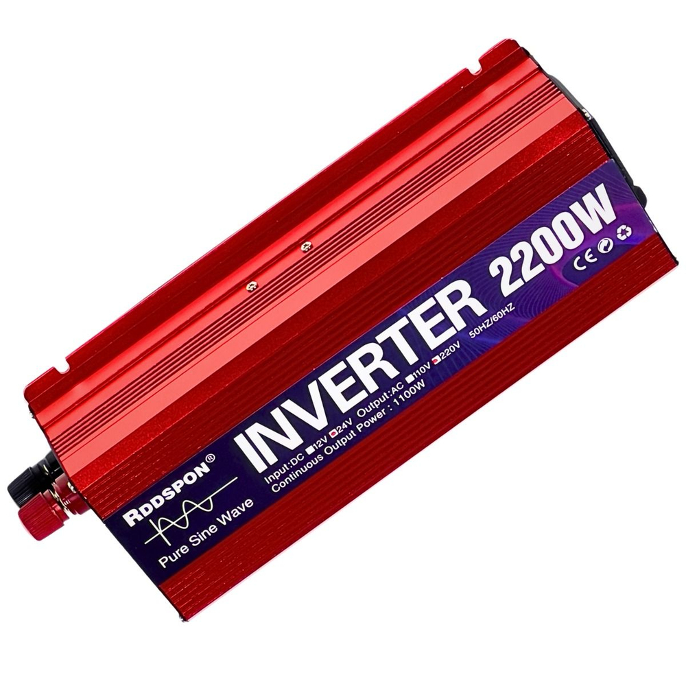 Инвертор 24V-220V 2200W красный RDDSPON