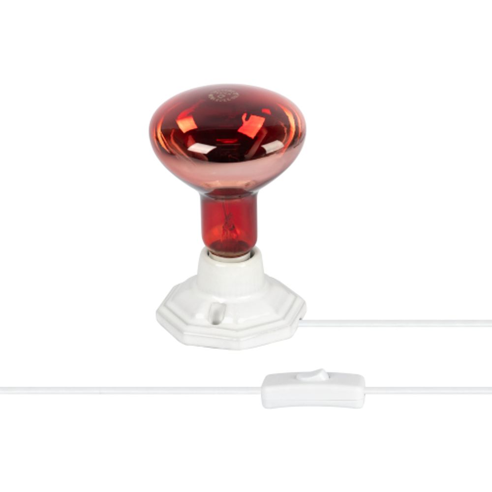 Светильник для инфракрасной лампы ЭРА FITO-Holder-CAP-light 3 м патрон-основание керамический с кабелем и цоколем Е27 | Светильники для растений
