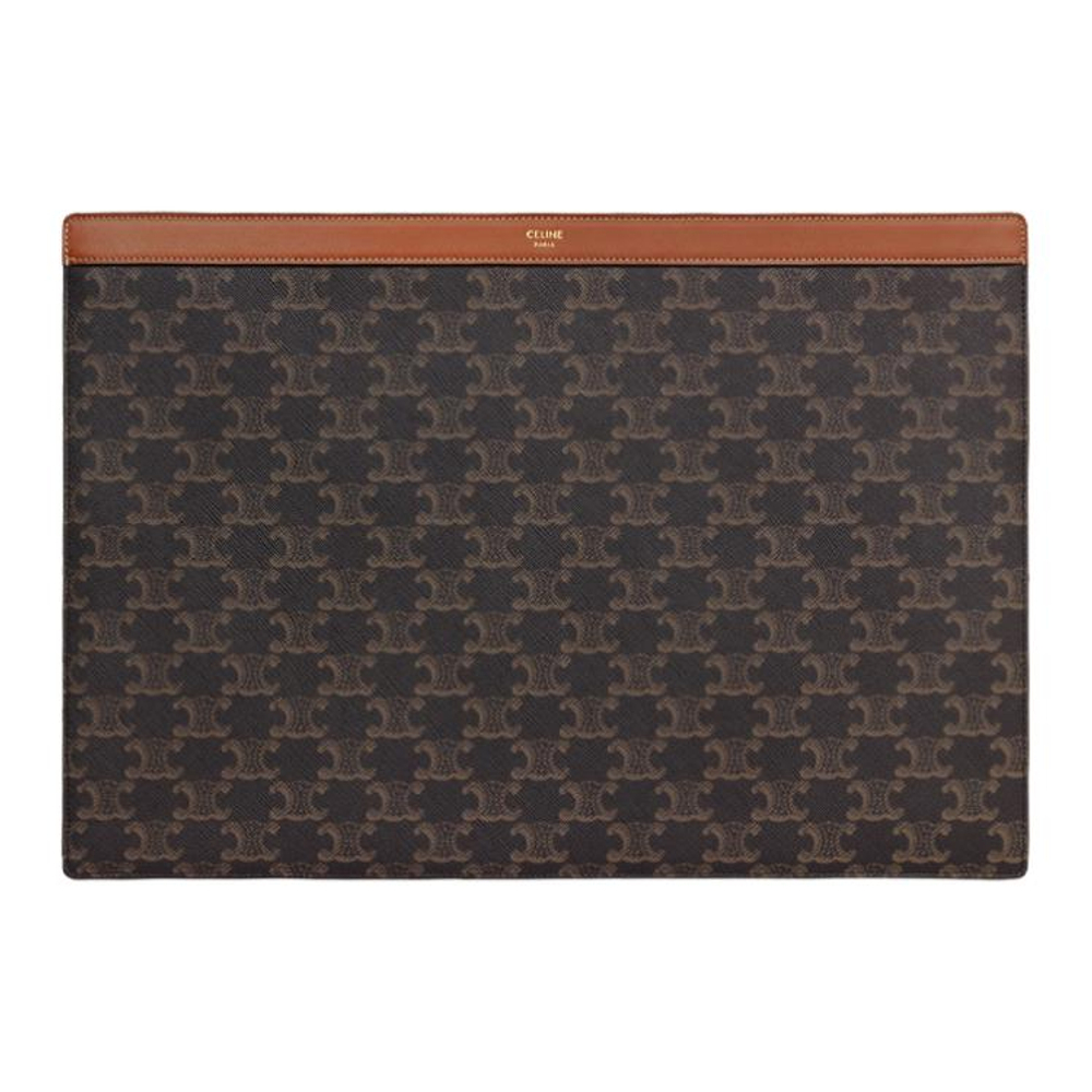 CELINE Triomphe Canvas With Calfskin Laptop Storage Bag Protective Cover Laptop Bag Men"s Black
