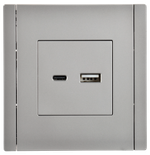 FORTE&PIANO Розетка USB A+C 18Вт FP551 сталь IEK