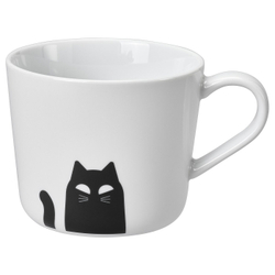 IKEA KUSTFYR  (ИКЕА КУСТФИР)  -  Кружка - узор в кошек белый/черный 36 сл