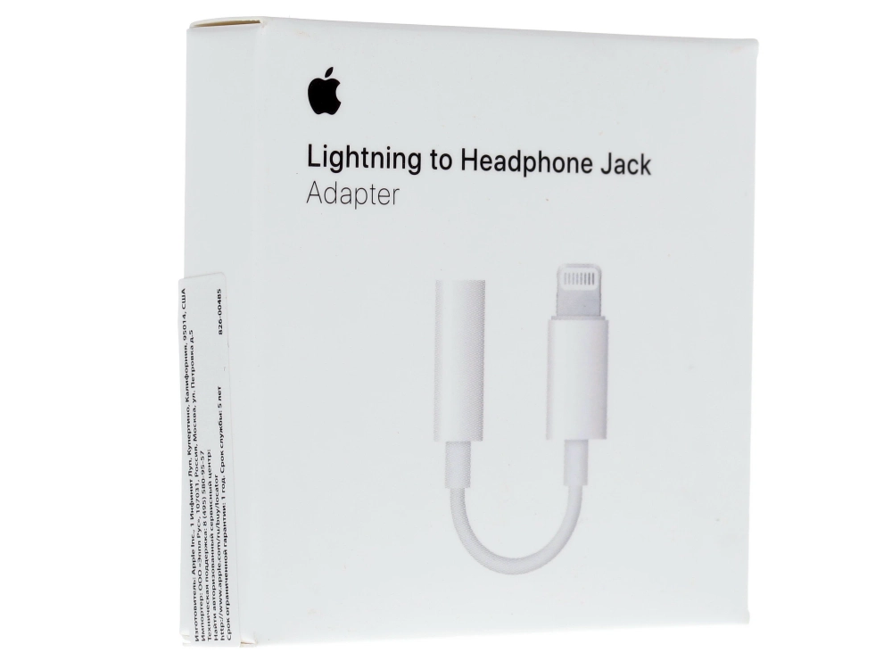 Переходник Apple MMX62ZM/A Lightning - jack 3.5 мм белый