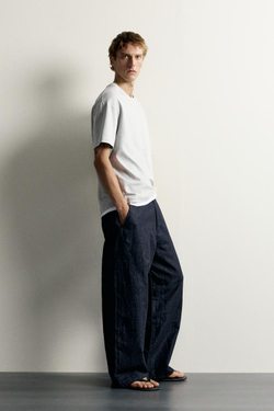 ZARA ФУТБОЛКА RELAXED FIT С КОНТРАСТНЫМИ ДЕТАЛЯМИ, СЕРЫЙ МЕЛАНЖ
