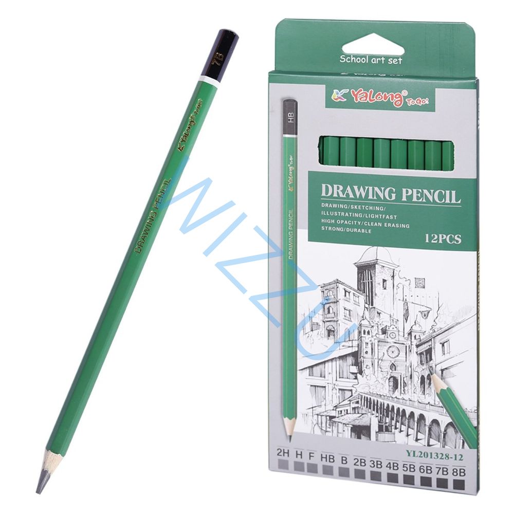 Карандаш чернографитный 12 штук GREEN Yalong Арт. YL241327