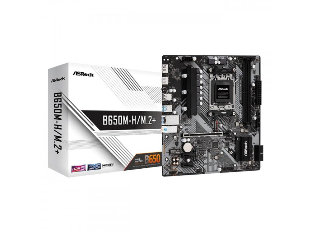 Материнская плата ASRock B650M-H/M.2+, Socket AM5, AMD B650, mATX, RTL