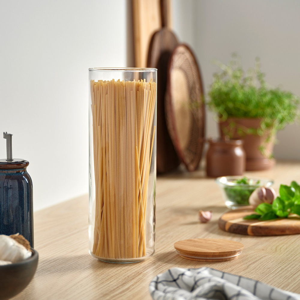 IKEA EKLATANT  (ИКЕА ЕКЛАТАНТ)  -  Банка с крышкой - стекло прозрачное/бамбук 1,8 л