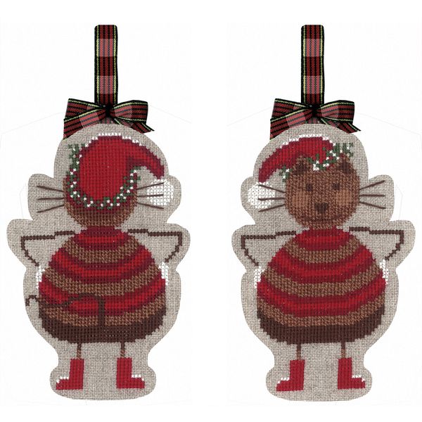 Набор для вышивания нитками Le Bonheur des Dames, елочная игрушка Chat noël (Рождественский кот), 8х13 см