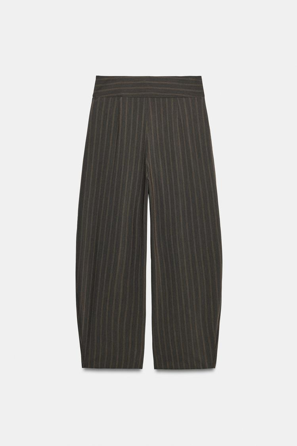ZARA БРЮКИ BALLOON С ЗАЩИПАМИ, КОРИЧНЕВЫЙ МЕЛАНЖ
