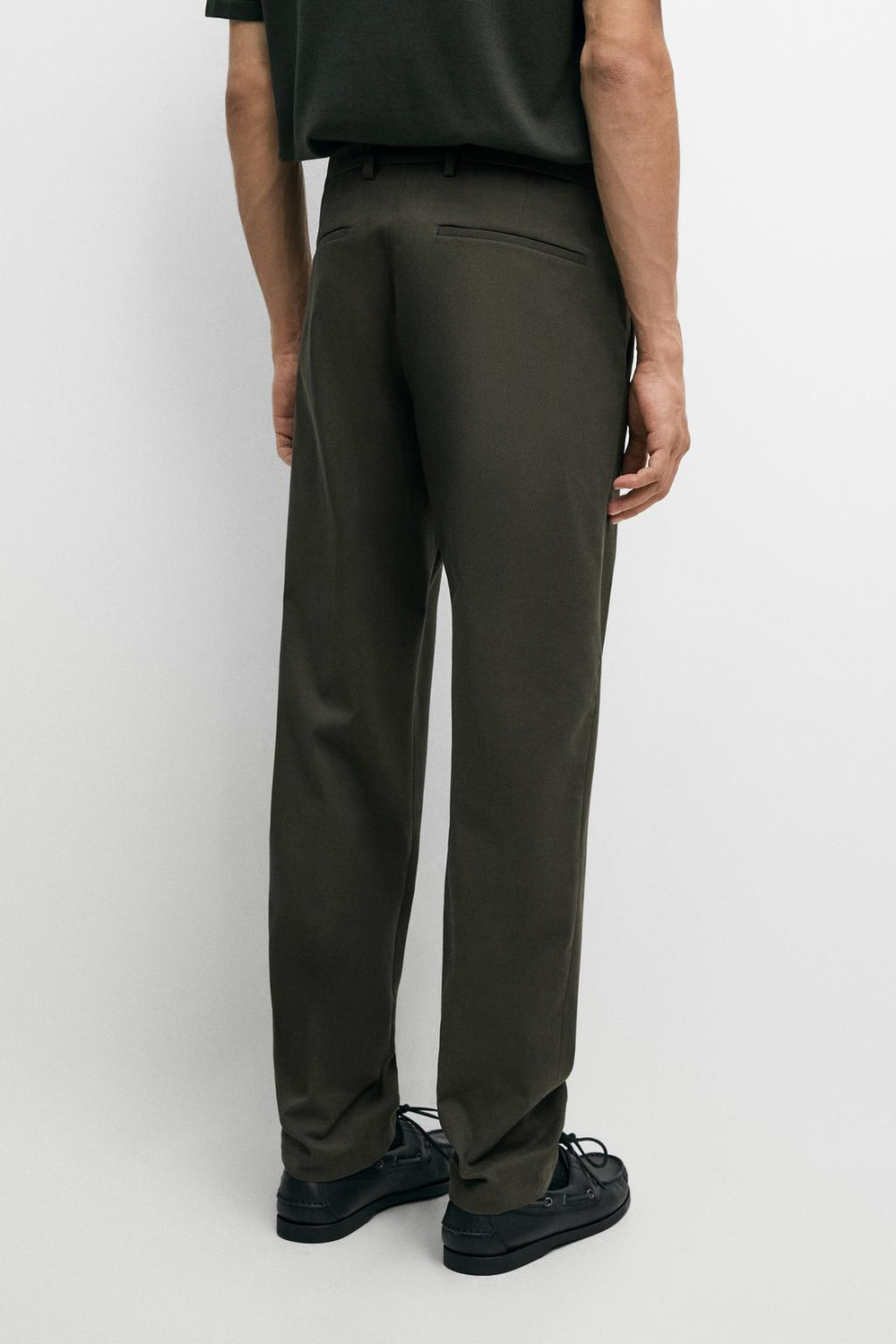 Massimo Dutti Зауженные брюки из смесового хлопка, хаки