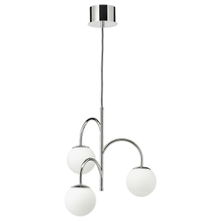 IKEA SIMRISHAMN  (ИКЕА СИМРИСХАМН)  -  Подвесной светильник, 3-рожковый, хром/опаловое белое стекло, 55 см