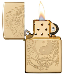 Зажигалка Zippo Classic с покрытием High Polish Brass, латунь/сталь, золотистая, 36x12x56 мм