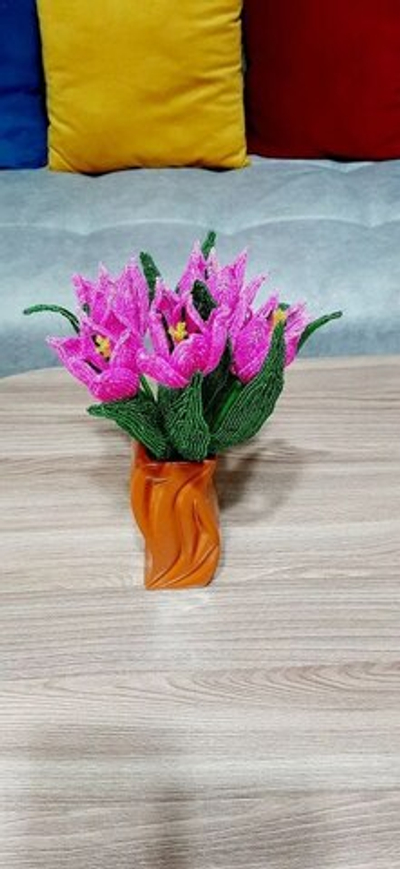 Тюльпаны Весенняя сказка из бисера 32см