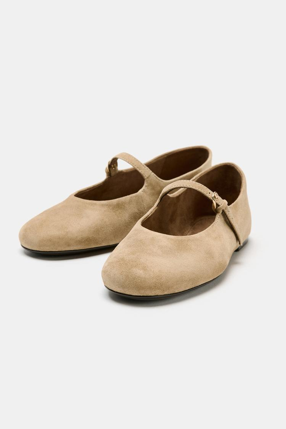 ZARA ЗАМШЕВЫЕ БАЛЕТКИ, ПЕСОЧНО-КОРИЧНЕВЫЙ